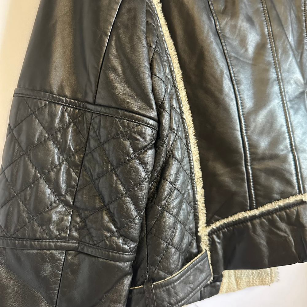 ELLASSAY FIRST Lambskin Leather Tweed BLACK Quilted MOTO Biker JACKET WOMENS M - Picture 9 of 13